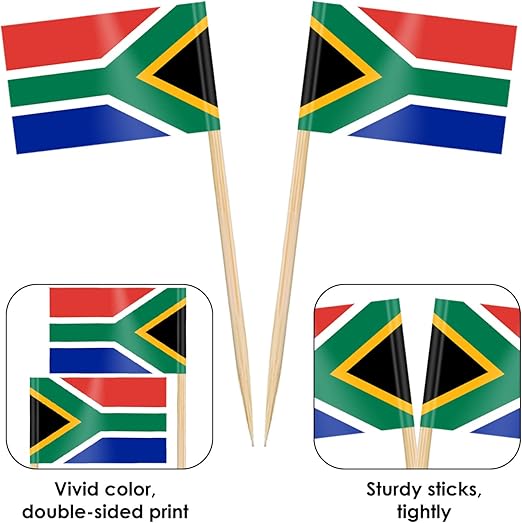 South African Flag Toothpicks, South African Flag Cupcake Toppers (100)
