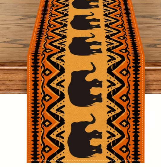 African Elephant Table Runner and 4 Placemats