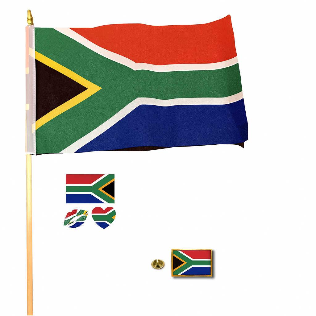 South African Flag, Tattoos and Pin Badge Set